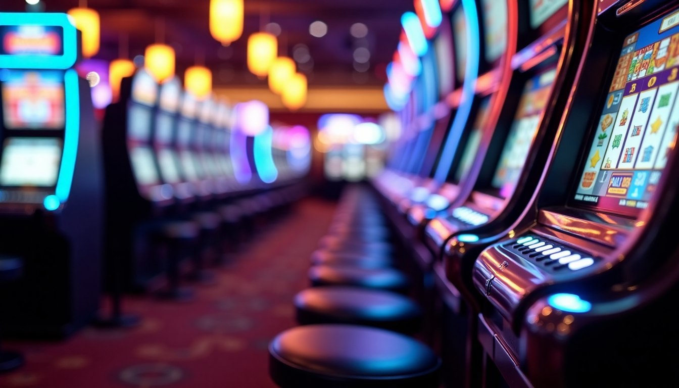 Row of modern slot machines